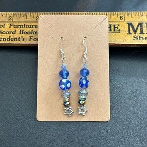 Sparkly Blue and Silver Beaded Earrings